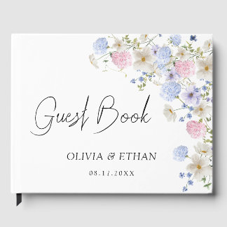 Livro De Visitas Spring Wildflowers Purple Pink Wedding
