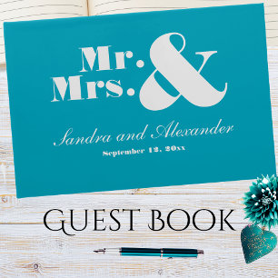 Livro De Visitas Sr. e Sra. Simple Teal Aqua Blue