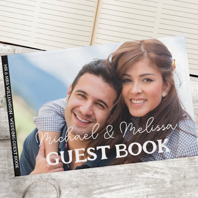 Livro De Visitas Sr. e Sra. Wedding Foto Elegante (Close Up)