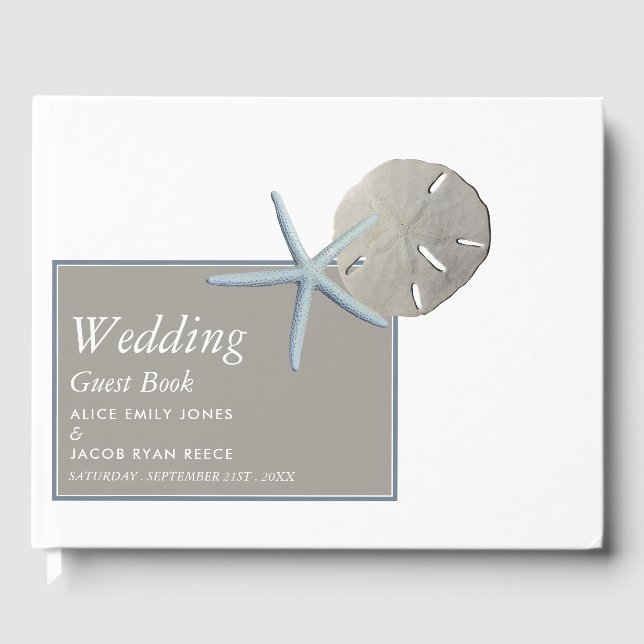 Livro De Visitas Starfish e Sand Dollar - Casamento de Praia (Frente)