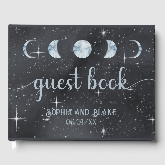 Livro De Visitas Starry Night Moon Fases Celestial Casamento (Frente)
