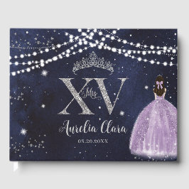 Livro De Visitas Starry Night Purple Lilac Quinceañera Aniversário