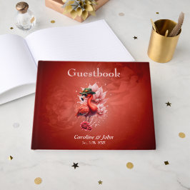 Livro De Visitas Steampunk Flamingo - Trabalho de arte Digital Fant