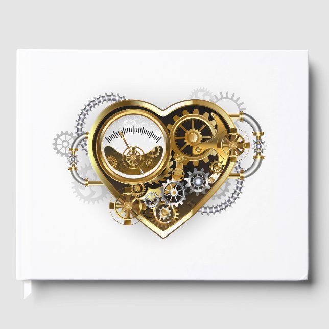 Livro De Visitas Steampunk Heart with a Manometer (Frente)