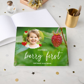 Livro De Visitas Strawberry Kid's Custom Photo Berry First Birthday
