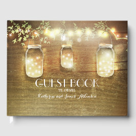 Livro De Visitas String Lights e Mason Jar Wedding