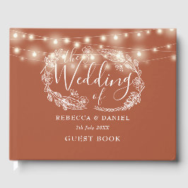 Livro De Visitas String Lights Floral Terracotta Wedding