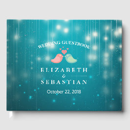 Livro De Visitas String Lights Turquoise Glitter Weding Guestbook