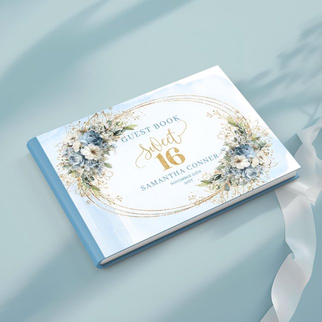 Livro De Visitas Stylish Blue and Gold Greenery Sweet Sixteen Guest (Stylish Blue and Gold Greenery Sweet Sixteen Guest Book

)