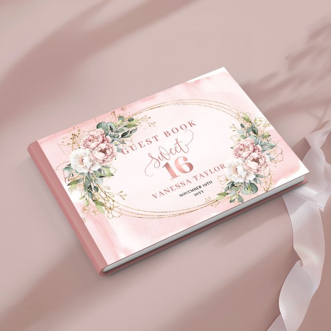 Livro De Visitas Stylish Bohemian Pink Flowers Greenery Guest Book (Stylish Bohemian Pink Flowers Greenery Guest Book)