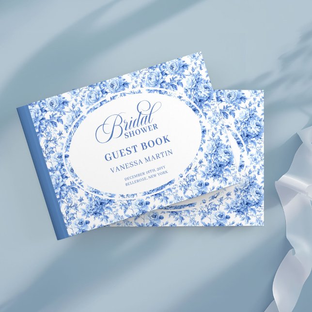 Livro De Visitas Stylish Navy Toile Roses Bridal Shower Guest Book (Stylish Navy Toile Roses Bridal Shower Guest Book

)