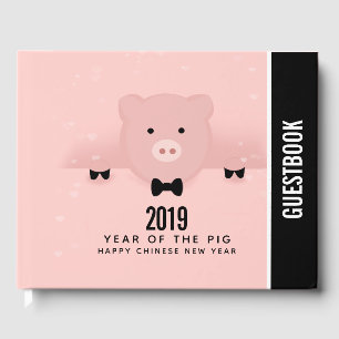 Livro De Visitas Suíno Rosa Rosa Cinzento Chinês, Ano Novo 2019