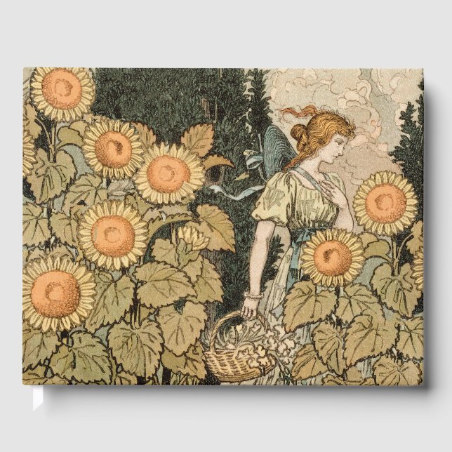 Livro De Visitas Sunflower Art Nouveau Garden Grasset Woman (Frente)