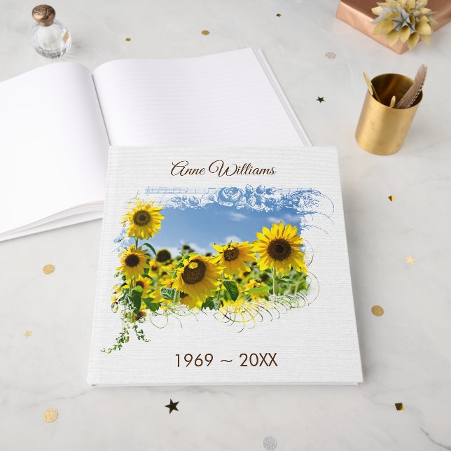 Livro De Visitas Sunflower Field Memorial Service Guest Book (Frente aberta)