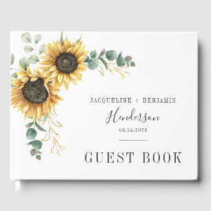 Livro De Visitas Sunflower Floral Eucalyptus Wedding