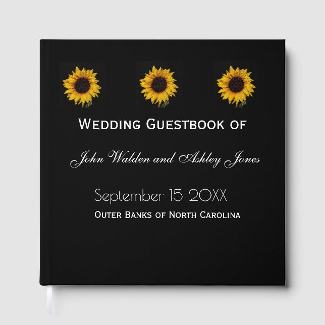 Livro De Visitas Sunflower Water Droplets Wedding Guest Books (Frente)