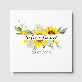 Livro De Visitas Sunflower white rose wedding white