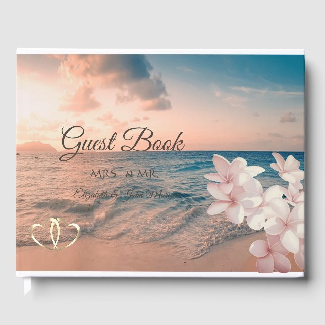 Livro De Visitas Sunset Beach Wedding, Plumeria (Frente)