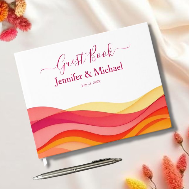 Livro De Visitas Sunset Color Waves Modern Wedding (Sunset Color Waves Modern Wedding Guest Book)
