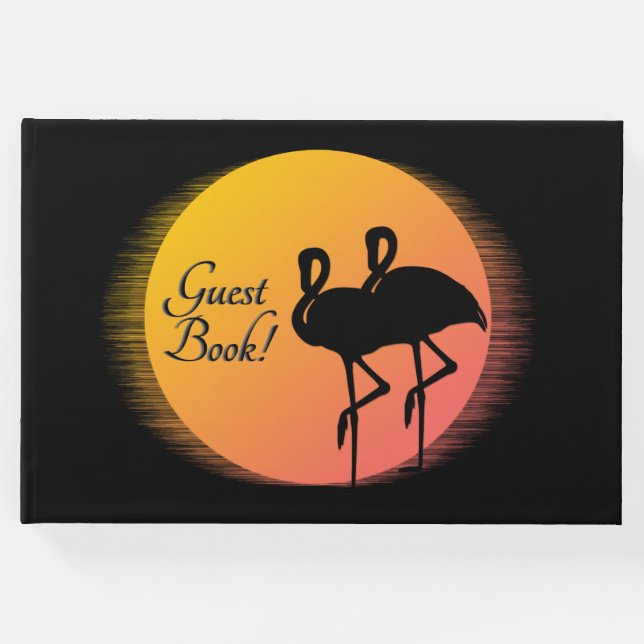 Livro De Visitas Sunset Flamingos Pessoal com Nome (Frente)