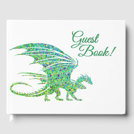 Livro De Visitas Surpreendente Dragão Verde Mosaico