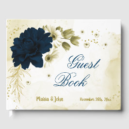 Livro De Visitas Surpreendentes flores azuis do marfim marinho