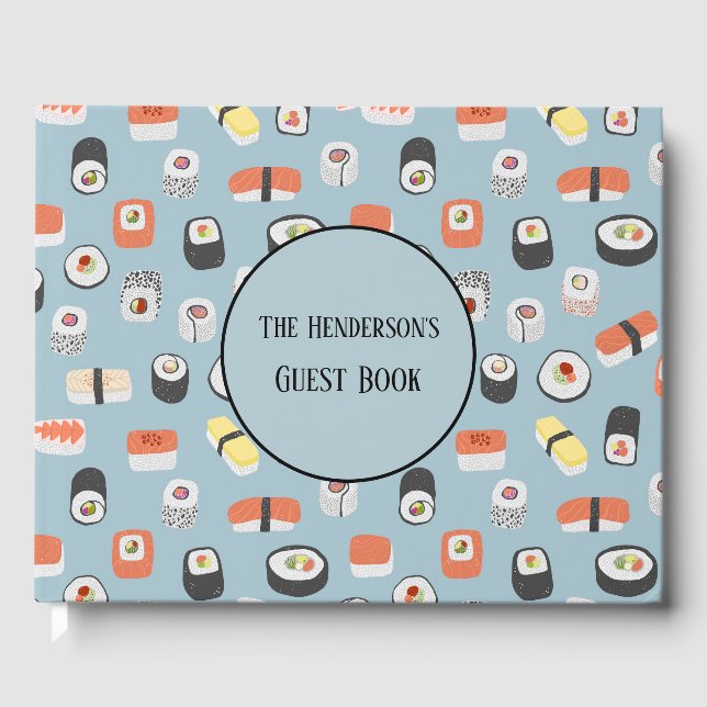 Livro De Visitas Sushi Nigiri Sashimi Maki Roll Nome Personalizado (Frente)