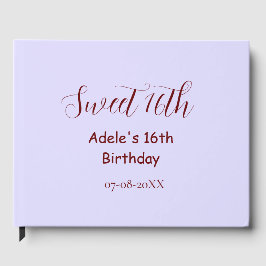 Livro De Visitas Sweet 16th birthday purple pastel mauve retro name