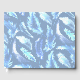 Livro De Visitas sweet dreams - light blue watercolor feathers :
