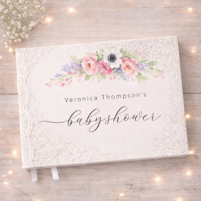 Livro De Visitas Sweet Floral Baby Shower Guest Book (Criador carregado)
