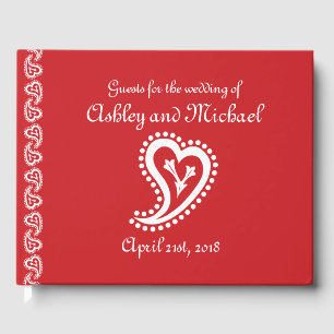 Livro De Visitas Sweet Paisley Hearts em Cherry Guest Book
