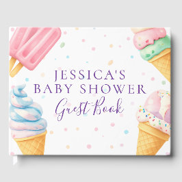 Livro De Visitas Sweet Treat Ice Cream Pastel Baby Shower Guest Boo