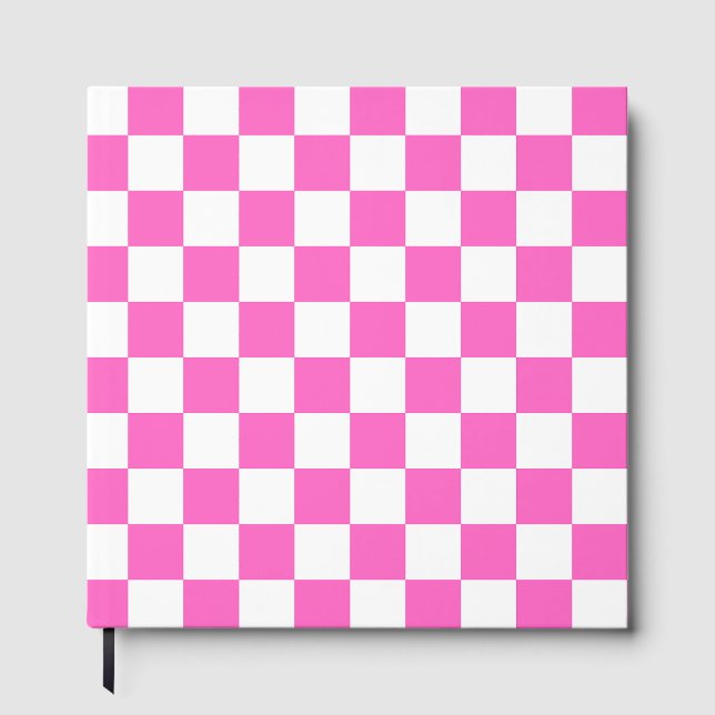 Livro De Visitas Tabuleiro de xadrez rosa visual clássico (Frente)