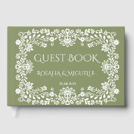 Livro De Visitas Talavera sage green Mexican wedding
