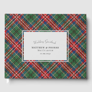 Livro De Visitas Tartan de Casamento da Xadrez rustica