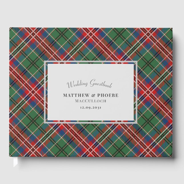 Livro De Visitas Tartan de Casamento da Xadrez rustica (Frente)