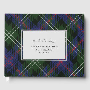Livro De Visitas Tartan do Clã Sutherland Xadrez Roxo Verde