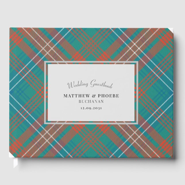 Livro De Visitas Tartan Personalizado Rustico Wilson Xadrez Casamen (Frente)