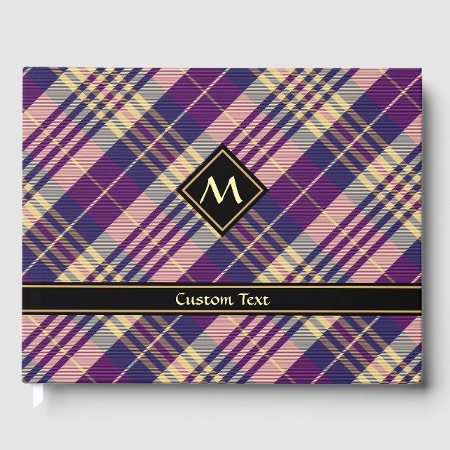Livro De Visitas Tartan roxo, Dourado e azul (Frente)