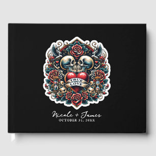 Livro De Visitas Tatuagem de Coração Esqueleto de Amor Verdadeiro C