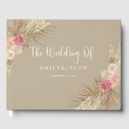 Livro De Visitas Taupe Boho Floral Wedding
