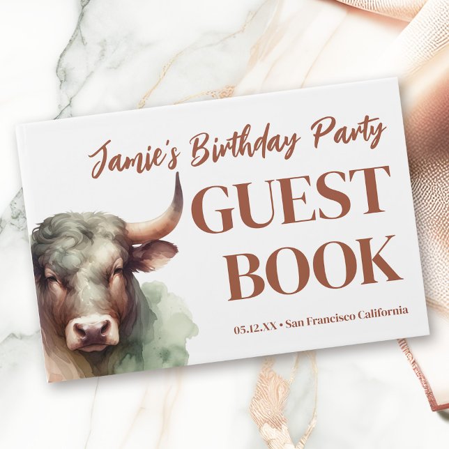 Livro De Visitas Taurus Zodiac Themed Festa de aniversário (Coordinate Your Taurus Zodiac-Themed Party with Extras Like This Guest Book!)