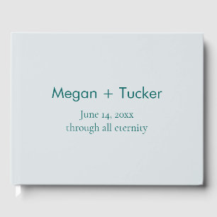 Livro De Visitas Teal Minimalista no Casamento Baseado em Texto Azu