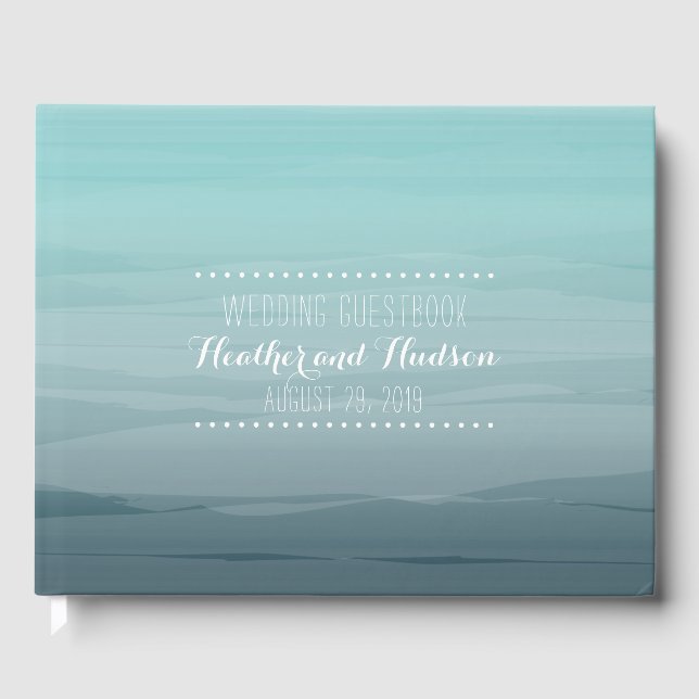 Livro De Visitas Teal Ombre Wedding Guestbook (Frente)