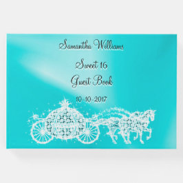 Livro De Visitas Teal Princess Coach & Horses Sweet 16