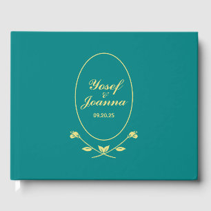 Livro De Visitas Teal Rosa Wedding