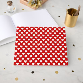 Livro De Visitas Tecido de Estampa de Coração Vermelho e Branco