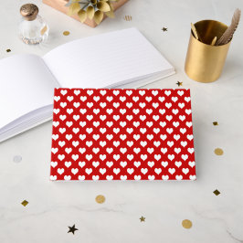 Livro De Visitas Tecido de Estampa de Coração Vermelho e Branco
