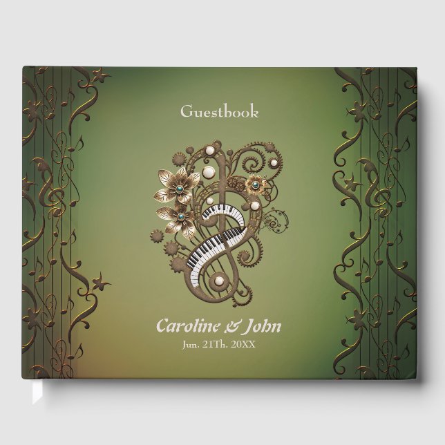 Livro De Visitas Teclado de piano inclinado. (Frente)