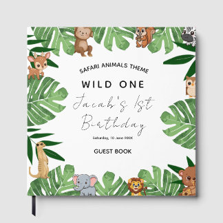 Livro De Visitas Tema de Animais da Savana Festa Viral Wild One Ani